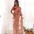 Peach net embroidered thread work heavy look ethnic saree with blouse