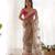 Brown net embroidered thread work heavy look ethnic saree with blouse