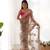 Brown net embroidered thread work heavy look ethnic saree with blouse