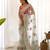 Blue net embroidered thread work heavy look ethnic saree with blouse