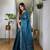 Teal silk embroidered sequins work heavy look ethnic saree with blouse
