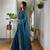 Teal silk embroidered sequins work heavy look ethnic saree with blouse