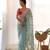 Sky blue net embroidered aari work heavy look ethnic saree with blouse