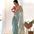 Sky blue net embroidered aari work heavy look ethnic saree with blouse