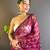 Purple net embroidered thread work heavy look ethnic saree with blouse