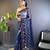 Blue net embroidered thread work heavy look ethnic saree with blouse