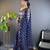 Blue net embroidered thread work heavy look ethnic saree with blouse