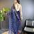 Blue net embroidered thread work heavy look ethnic saree with blouse