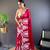 Red organza embroidered thread work heavy look ethnic saree with blouse