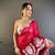 Red organza embroidered thread work heavy look ethnic saree with blouse