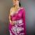 Pink organza embroidered thread work heavy look ethnic saree with blouse