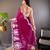 Pink organza embroidered thread work heavy look ethnic saree with blouse