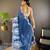 Blue organza embroidered thread work heavy look ethnic saree with blouse