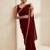 Maroon velvet embroidered sequins work heavy look ethnic saree with blouse
