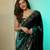 Green velvet embroidered sequins work heavy look ethnic saree with blouse