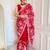 Red satin embroidered sequins work heavy look ethnic saree with blouse