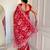 Red satin embroidered sequins work heavy look ethnic saree with blouse