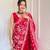 Red satin embroidered sequins work heavy look ethnic saree with blouse