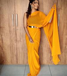 Yellow viscose embroidered zari woven heavy look ethnic saree with blouse
