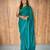 Teal viscose embroidered zari woven heavy look ethnic saree with blouse