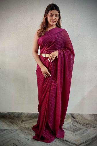 Maroon viscose embroidered zari woven heavy look ethnic saree with blouse