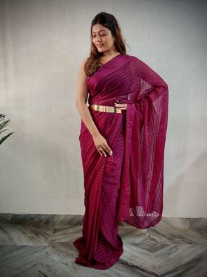 Maroon viscose embroidered zari woven heavy look ethnic saree with blouse 2