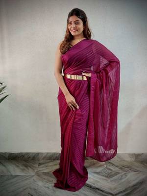 Maroon viscose embroidered zari woven heavy look ethnic saree with blouse 3