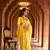 Yellow georgette embroidered thread work heavy look ethnic saree with blouse