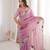 Pink georgette embroidered thread work heavy look ethnic saree with blouse