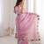 Pink georgette embroidered thread work heavy look ethnic saree with blouse