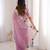 Pink georgette embroidered thread work heavy look ethnic saree with blouse