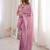 Pink georgette embroidered thread work heavy look ethnic saree with blouse