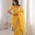Yellow georgette embroidered thread work heavy look ethnic saree with blouse