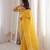 Yellow georgette embroidered thread work heavy look ethnic saree with blouse
