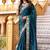 Teal georgette embroidered thread work heavy look ethnic saree with blouse