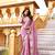 Pink georgette embroidered thread work heavy look ethnic saree with blouse