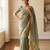 Teal jacquard embroidered zari woven heavy look ethnic saree with blouse