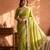 Parrot green jacquard embroidered zari woven heavy look ethnic saree with blouse