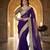 Purple satin embroidered mirror work heavy look ethnic saree with blouse