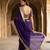 Purple satin embroidered mirror work heavy look ethnic saree with blouse