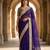 Purple satin embroidered mirror work heavy look ethnic saree with blouse