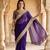 Purple satin embroidered mirror work heavy look ethnic saree with blouse