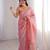 Pink pure cotton embroidered mirror work heavy look ethnic saree with blouse