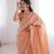 Orange pure cotton embroidered mirror work heavy look ethnic saree with blouse