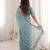 Sky blue silk embroidered thread work heavy look ethnic saree with blouse