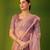 Pink net embroidered sequins work heavy look ethnic saree with blouse