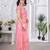 Peach net embroidered thread work heavy look ethnic saree with blouse