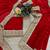 Red satin embroidered mirror work heavy look ethnic saree with blouse