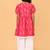 Pink hand embroidered cotton ikat tunic & pant set for girls