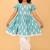 Blue hand embroidered cotton ikat tunic & pant set for girls